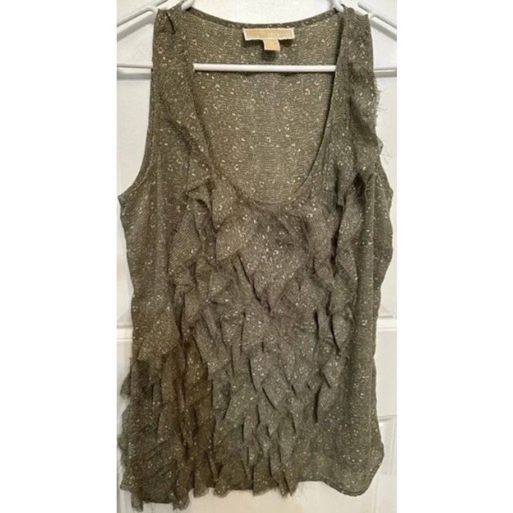 Michael Kors Olive Layered Women's Blouse Tank Size 10